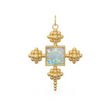 Australian Opal Charm Solid Gold Pendant / 22k Solid Gold Gemstone Pendant