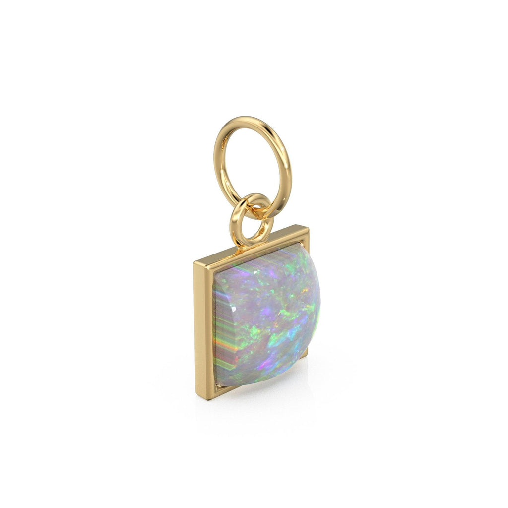 Australian Opal Pendant / 18k Solid Yellow Gold Bezel Australian Opal Charm / Fire Gemstone Jewelry / Australian Opal Charm for Necklace - Jalvi & Co.