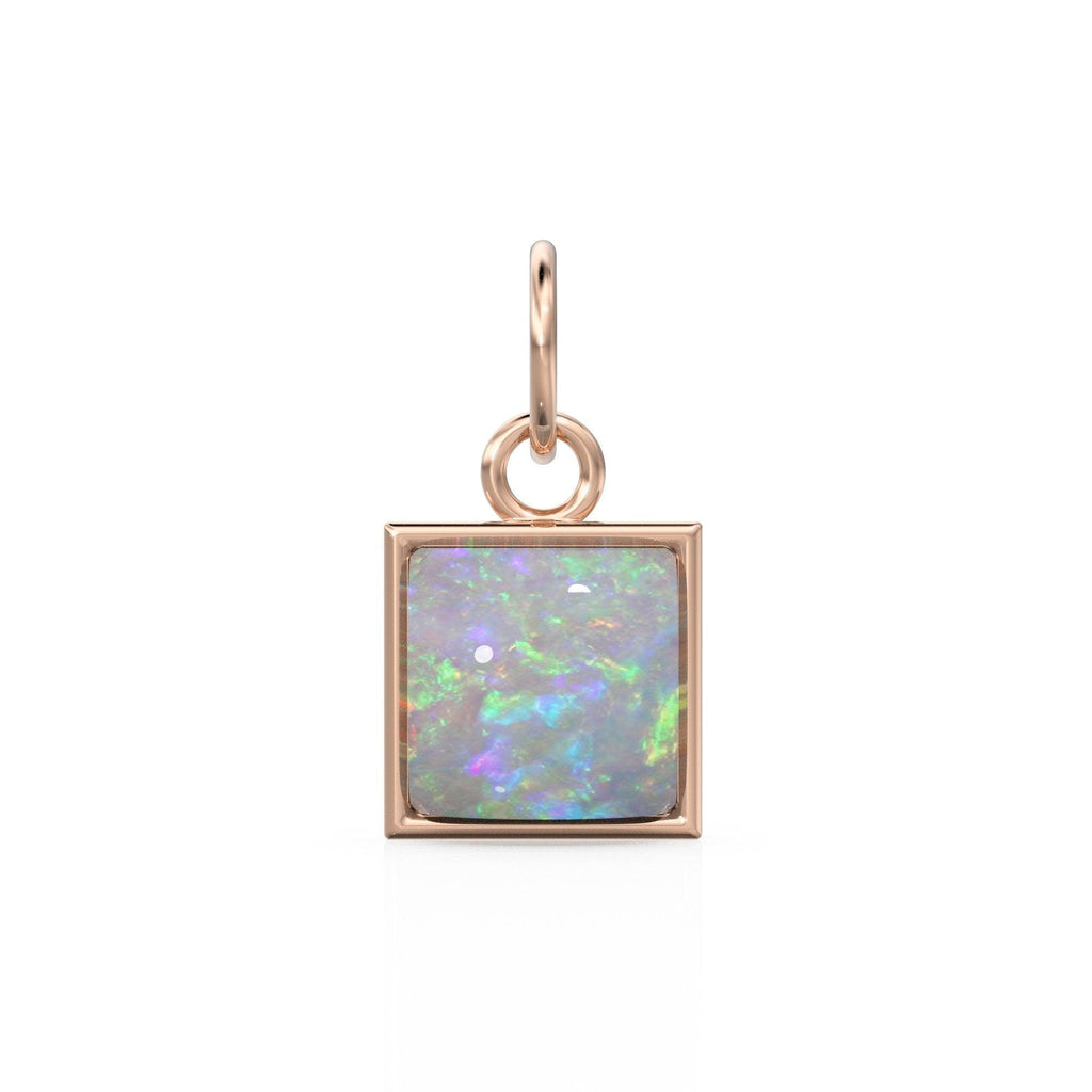 Australian Opal Pendant / 18k Solid Yellow Gold Bezel Australian Opal Charm / Fire Gemstone Jewelry / Australian Opal Charm for Necklace - Jalvi & Co.