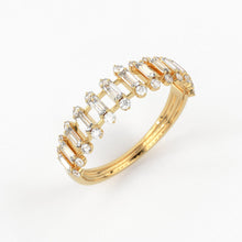 Load image into Gallery viewer, Baguette Diamond Anniversary Ring / 14k Gold Half Eternity Baguette and Round Diamond / Statement Brilliant Round Cut Ring - Jalvi &amp; Co.