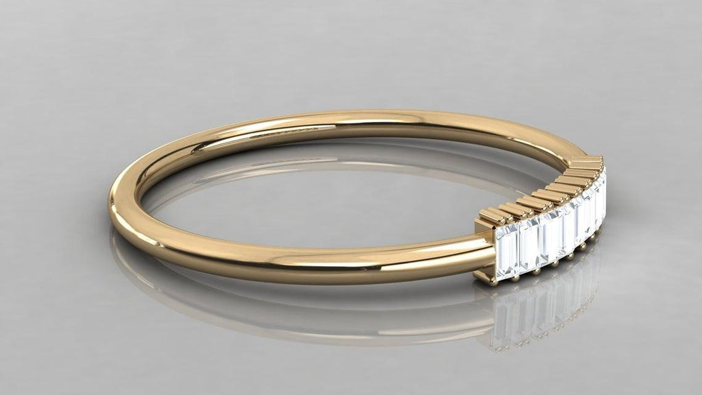Baguette Diamond Band in 14k Gold / Baguette Diamond Ring / Gold Band White Diamond Ring / Baguette Diamond Wedding Band - Jalvi & Co.