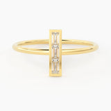 Baguette Diamond Band in 14k Gold / Baguette Diamond Ring / Gold Band White Diamond Ring / Diamond Bezel Set Wedding Band