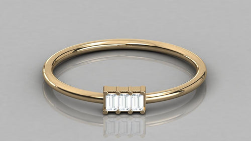 Baguette Diamond Band in 14k Gold / Baguette Diamond Ring / Gold Band White Diamond Ring / Genuine Diamond Wedding Band - Jalvi & Co.