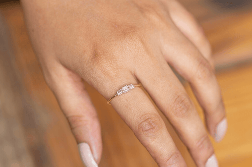 Baguette Diamond Band in 14k Gold / Baguette Diamond Ring / Gold Band White Diamond Ring / Genuine Diamond Wedding Band - Jalvi & Co.
