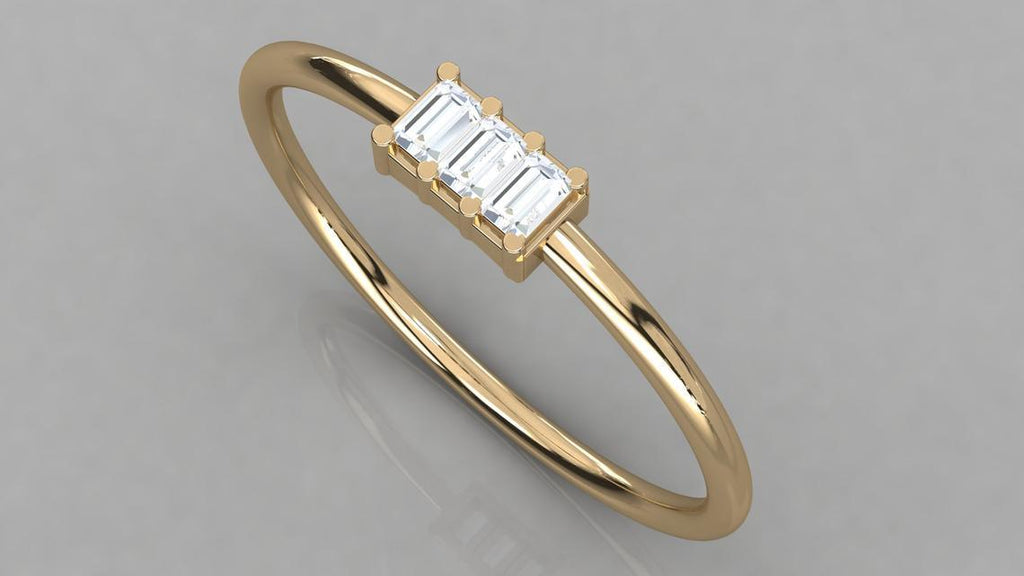Baguette Diamond Band in 14k Gold / Baguette Diamond Ring / Gold Band White Diamond Ring / Genuine Diamond Wedding Band - Jalvi & Co.