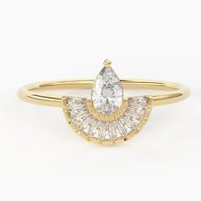 Load image into Gallery viewer, Baguette Diamond Band in 14k Gold / Diamond Ring / Pear Gold Band White Diamond Ring / Tapered Baguette Diamond Wedding Band - Jalvi &amp; Co.