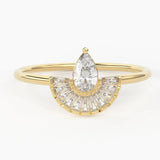 Baguette Diamond Band in 14k Gold / Diamond Ring / Pear Gold Band White Diamond Ring / Tapered Baguette Diamond Wedding Band