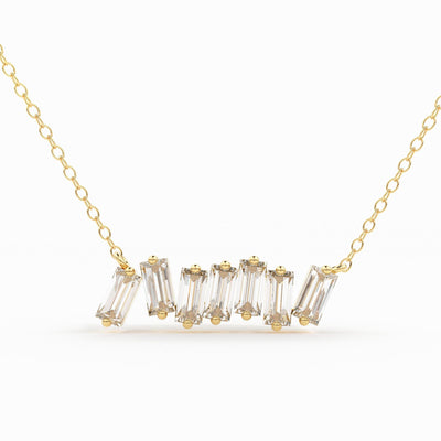 Baguette Diamond Cluster Necklace in 14k Gold / Diamond Cluster Necklace / Unique Diamond Layering Necklace/ Diamond Necklace/ Diamond Chain - Jalvi & Co.