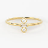 Baguette Diamond Ring / 14k Gold Baguette and Round Cut Diamond Ring / Minimalist Baguette Ring / Dainty Mix Diamond Ring