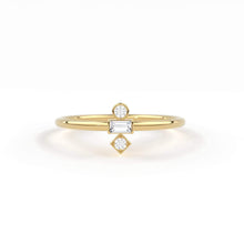 Load image into Gallery viewer, Baguette Diamond Ring / 14k Gold Baguette and Round Cut Diamond Ring / Minimalist Baguette Ring / Dainty Mix Diamond Ring - Jalvi &amp; Co.