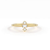 Baguette Diamond Ring / 14k Gold Baguette and Round Cut Diamond Ring / Minimalist Baguette Ring / Dainty Mix Diamond Ring