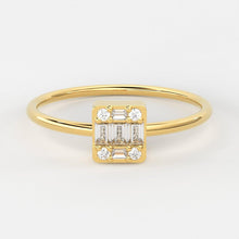 Load image into Gallery viewer, Baguette Diamond Ring / 14k Gold Round &amp; Baguette Diamond Prong Ring / Diamond Stacking Ring / Diamond Wedding Band - Jalvi &amp; Co.