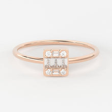 Load image into Gallery viewer, Baguette Diamond Ring / 14k Gold Round &amp; Baguette Diamond Prong Ring / Diamond Stacking Ring / Diamond Wedding Band - Jalvi &amp; Co.