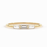 Baguette Diamond Ring / Minimalist Ring 14k Solid Gold / Diamond Ring / Trio Diamond Ring / Thin Gold Stacking Rings / Promise Ring