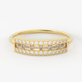 Baguette Diamond Wedding Ring / 14K Gold Unique Baguette and Round Diamond Bridal Ring / Anniversary Ring