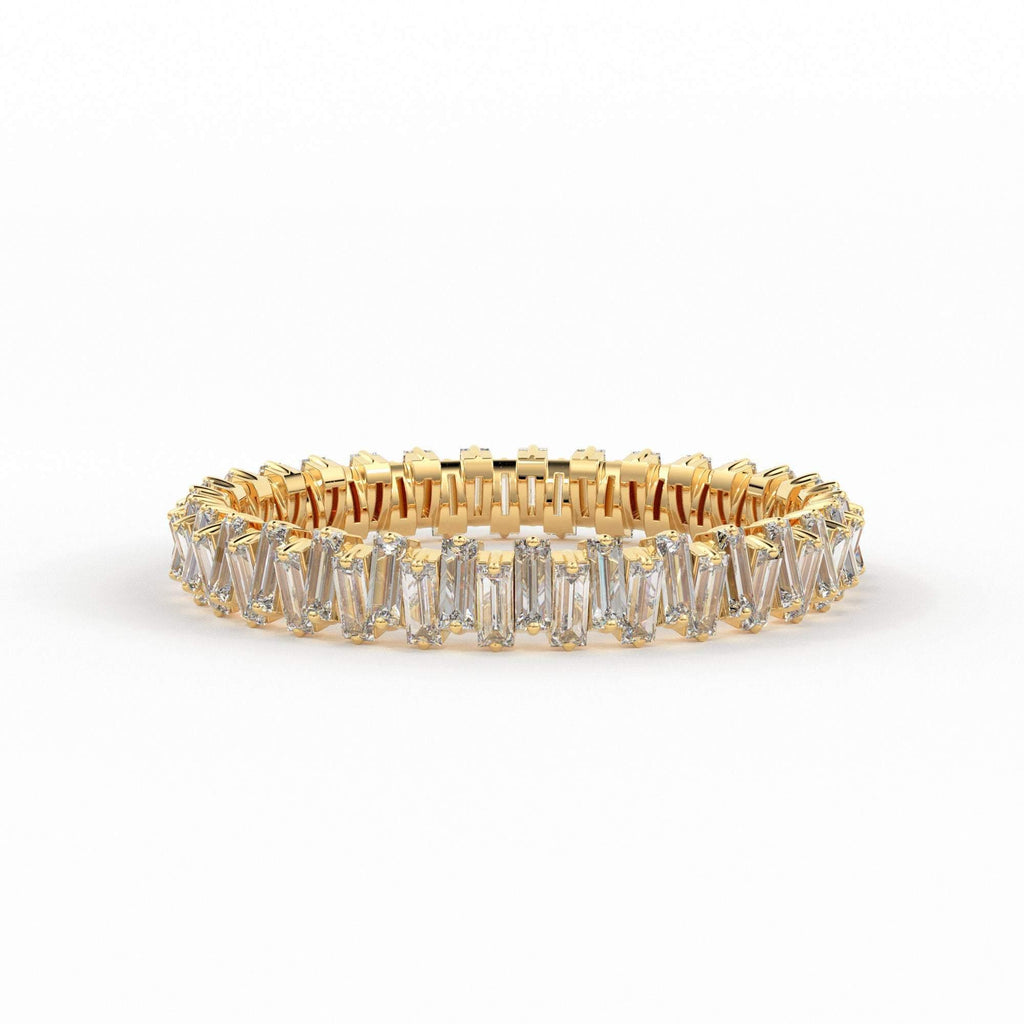 Baguette Full Eternity Ring / 14k Gold Stacking Diamond Wedding Band / Full Eternity Diamond Ring / Stackable Ring / Prong Set Dainty Ring - Jalvi & Co.