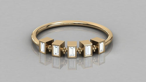Baguette Milgrain Ring / 14k Gold Baguette Diamond Ring / Diamond Stackable Ring / Diamond Engagement Ring - Jalvi & Co.