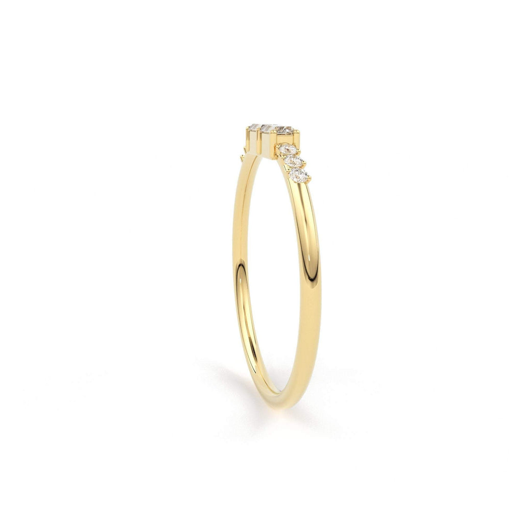 Baguette Ring / 14k Gold Baguette Diamond Stacking Ring / Rose Gold Baguette Ring / Minimalist Baguette Ring / Double Baguette Ring - Jalvi & Co.