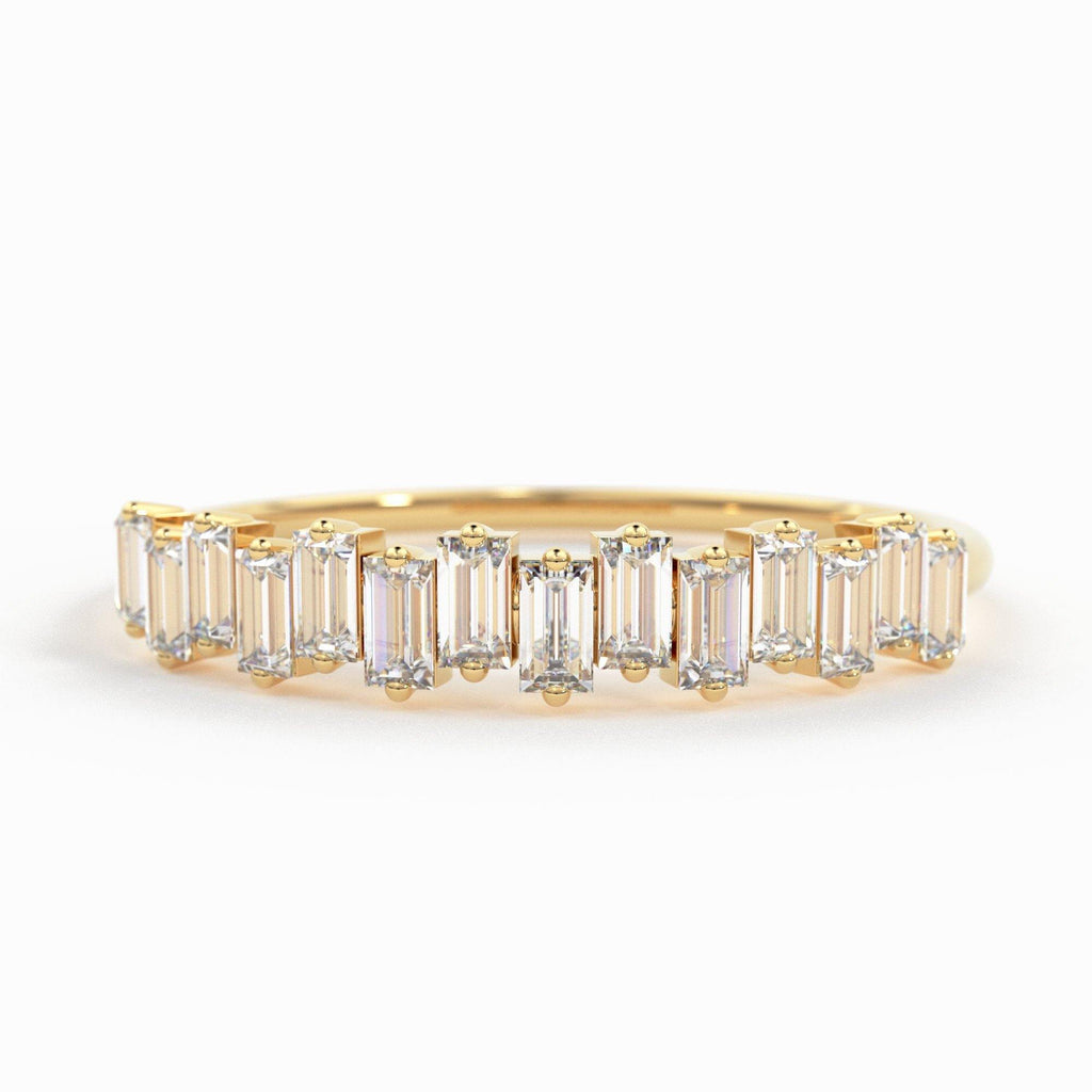 Baguette Ring / 14k Gold Stacking Diamond Womens Wedding Ring / Half Eternity Diamond Ring / Petite Stackable Ring / Channel Set Dainty Ring - Jalvi & Co.