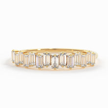 Load image into Gallery viewer, Baguette Ring / 14k Gold Stacking Diamond Womens Wedding Ring / Half Eternity Diamond Ring / Petite Stackable Ring / Channel Set Dainty Ring - Jalvi &amp; Co.