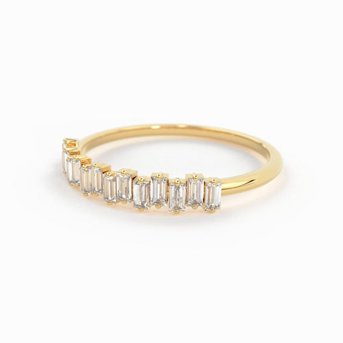 Baguette Ring / 14k Gold Stacking Diamond Womens Wedding Ring / Half Eternity Diamond Ring / Petite Stackable Ring / Channel Set Dainty Ring - Jalvi & Co.