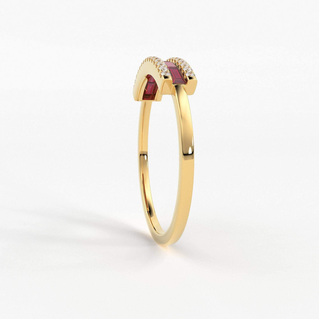 Baguette Ruby Ring / Ruby Baguette Ring in 14k Gold / Rose Gold Baguette Ruby Wedding Ring / Graduation Gift / July Birthstone Ring - Jalvi & Co.