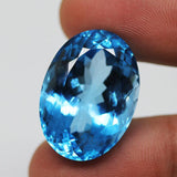 Bast offer pls 45ct Huge Certified Natural EarthMined Swiss Blue Topaz Oval Cut Loose Gemstone