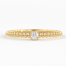 Load image into Gallery viewer, Beaded Diamond Ring / Diamond Solitaire Ring / Solitaire Diamond Ring / Simple Diamond Ring / Thin gold Band Ring/ Stacking Bead Dainty Ring - Jalvi &amp; Co.