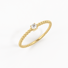 Load image into Gallery viewer, Beaded Diamond Ring / Diamond Solitaire Ring / Solitaire Diamond Ring / Simple Diamond Ring / Thin gold Band Ring/ Stacking Bead Dainty Ring - Jalvi &amp; Co.