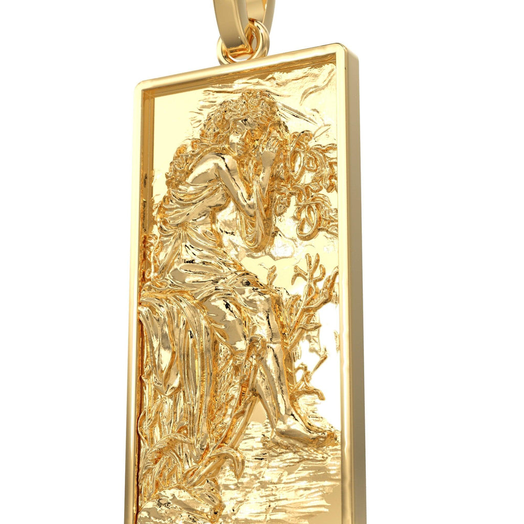 Beautiful Lady Renaissance Baroque Solid Gold Pendant / 18k Solid Gold Cherub Charm Pendant - Jalvi & Co.