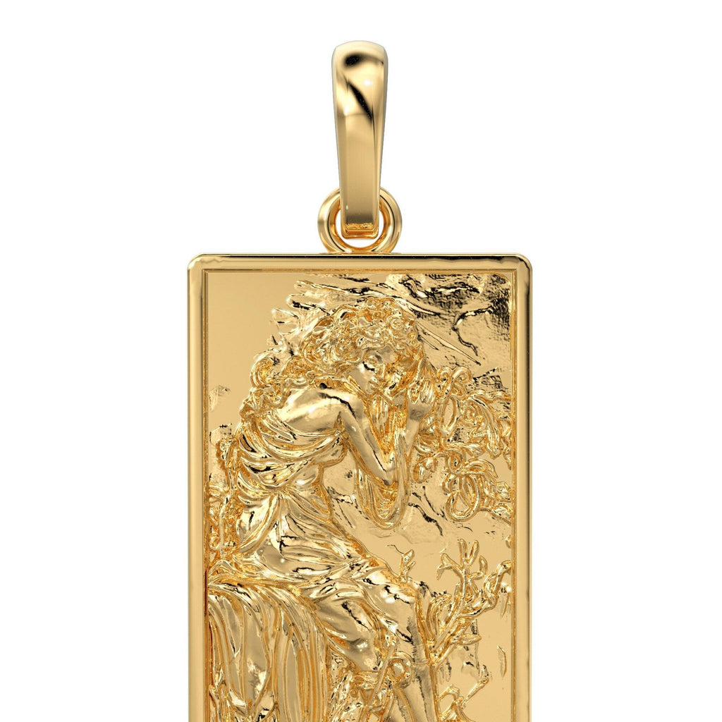 Beautiful Lady Renaissance Baroque Solid Gold Pendant / 18k Solid Gold Cherub Charm Pendant - Jalvi & Co.