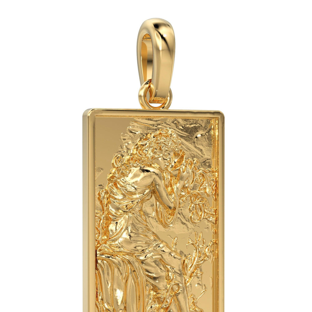 Beautiful Lady Renaissance Baroque Solid Gold Pendant / 18k Solid Gold Cherub Charm Pendant - Jalvi & Co.