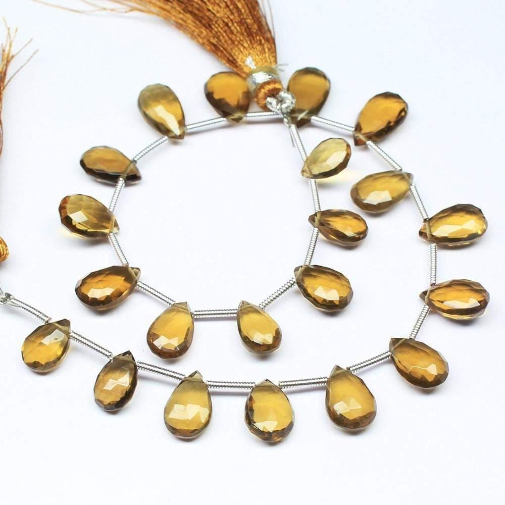 Beer Quartz Natural Faceted Briolette Pear Drop Spacer Beads Strand 8" 8mm 13mm - Jalvi & Co.