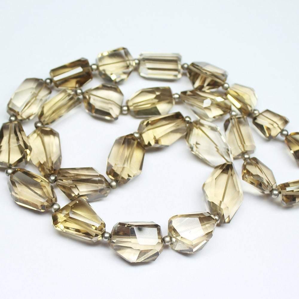 Beer Quartz Natural Faceted Step Cut Tumble Nuggets Beads Necklace 20" 11mm 20mm - Jalvi & Co.