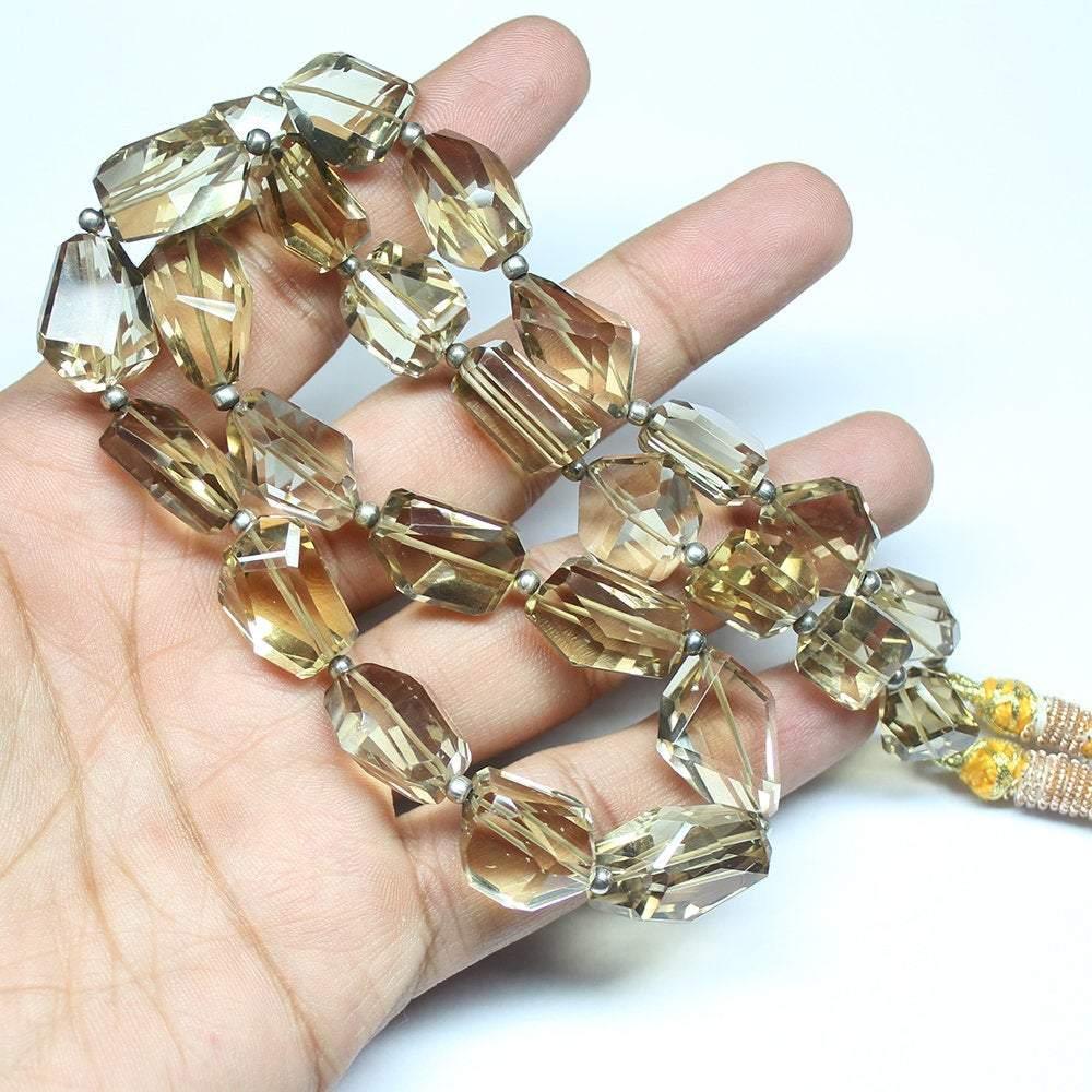 Beer Quartz Natural Faceted Step Cut Tumble Nuggets Beads Necklace 20" 11mm 20mm - Jalvi & Co.