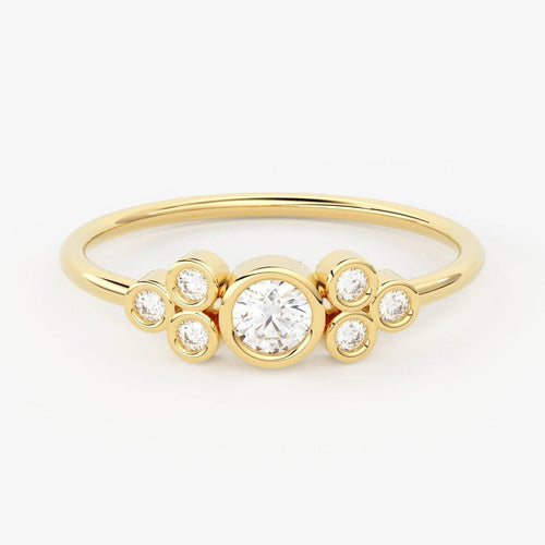 Bezel Diamond Band in 14k Gold / Brilliant Diamond Ring / Gold Band White Diamond Ring / Diamond Bezel Wedding Band - Jalvi & Co.