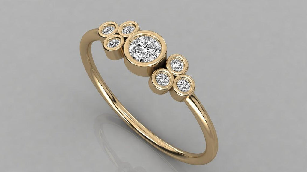 Bezel Diamond Band in 14k Gold / Brilliant Diamond Ring / Gold Band White Diamond Ring / Diamond Bezel Wedding Band - Jalvi & Co.