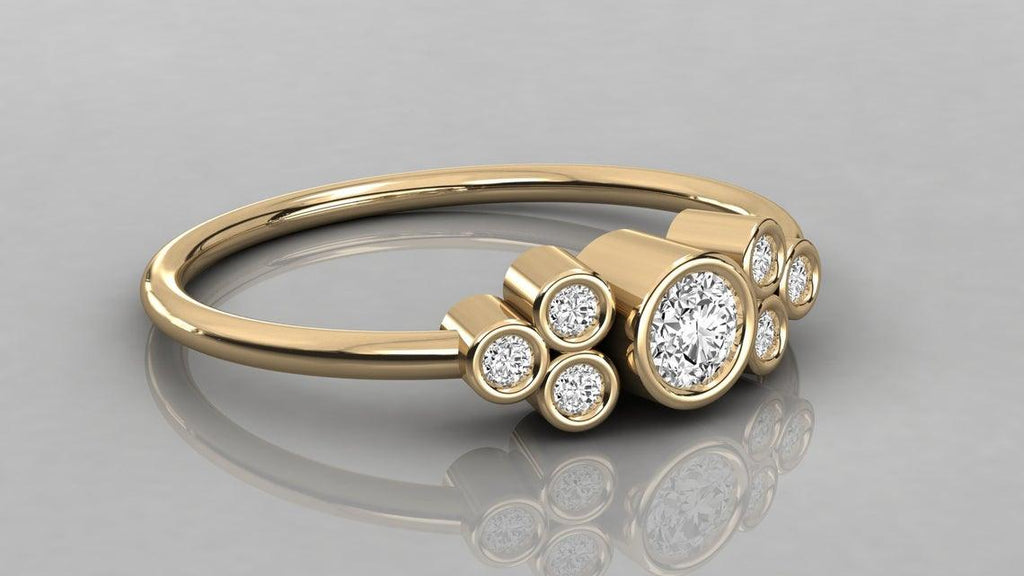 Bezel Diamond Band in 14k Gold / Brilliant Diamond Ring / Gold Band White Diamond Ring / Diamond Bezel Wedding Band - Jalvi & Co.
