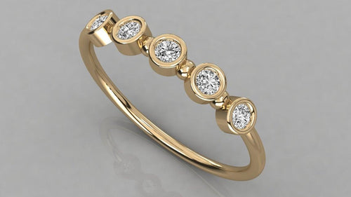 Bezel Set Diamond Band in 14k Gold / Bezel Set Diamond Ring / Simple Thin Gold Band White Diamond Ring / Diamond Bezel Set Wedding Band - Jalvi & Co.