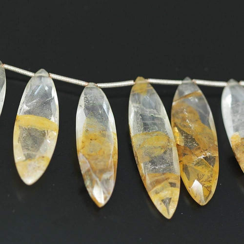 Bi Color Phantom Quartz Long Marquise Drop Gemstone Loose Beads 33mm 36mm 4
