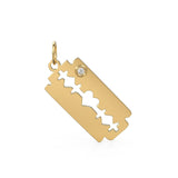 Big Razor Blade Diamond 14k 18k Solid Gold Charm Pendant, Razor Charm, Gold Charm Finding, Mens Solid Gold Pendant