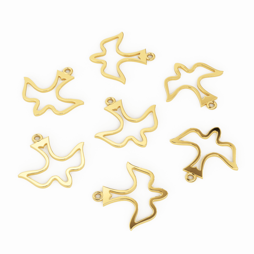 Bird Gold Charm in 14k or 18k Solid Gold / Bird Pendant / Solid Gold Charm - Jalvi & Co.