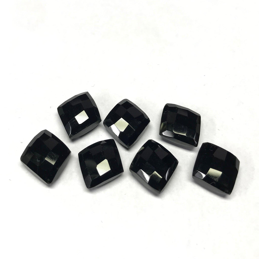 Black Onyx Faceted Kite Diamond Shape Briolette Gemstone Pair Beads 7pc 13x11mm - Jalvi & Co.