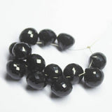 Black Onyx Faceted Onion Tear Drop Gemstone Loose Spacer Pair Beads 13pc 13mm