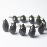 Black Onyx Faceted Teardrop Beads 10mm 5mm 10pc