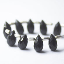 Load image into Gallery viewer, Black Onyx Faceted Teardrop Beads 10mm 5mm 10pc - Jalvi &amp; Co.