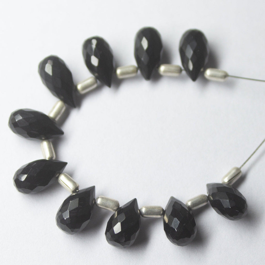 Black Onyx Faceted Teardrop Beads 10mm 5mm 10pc - Jalvi & Co.