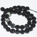 Black Onyx Smooth Flat Round Coin Gemstone Loose Spacer Craft Beads 14