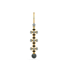 Load image into Gallery viewer, Black Pearl 18k Solid Yellow Gold Handmade Geometric Diamond Earrings, Pearl Earrings, Gold Earrings, Diamond Earrings - Jalvi &amp; Co.