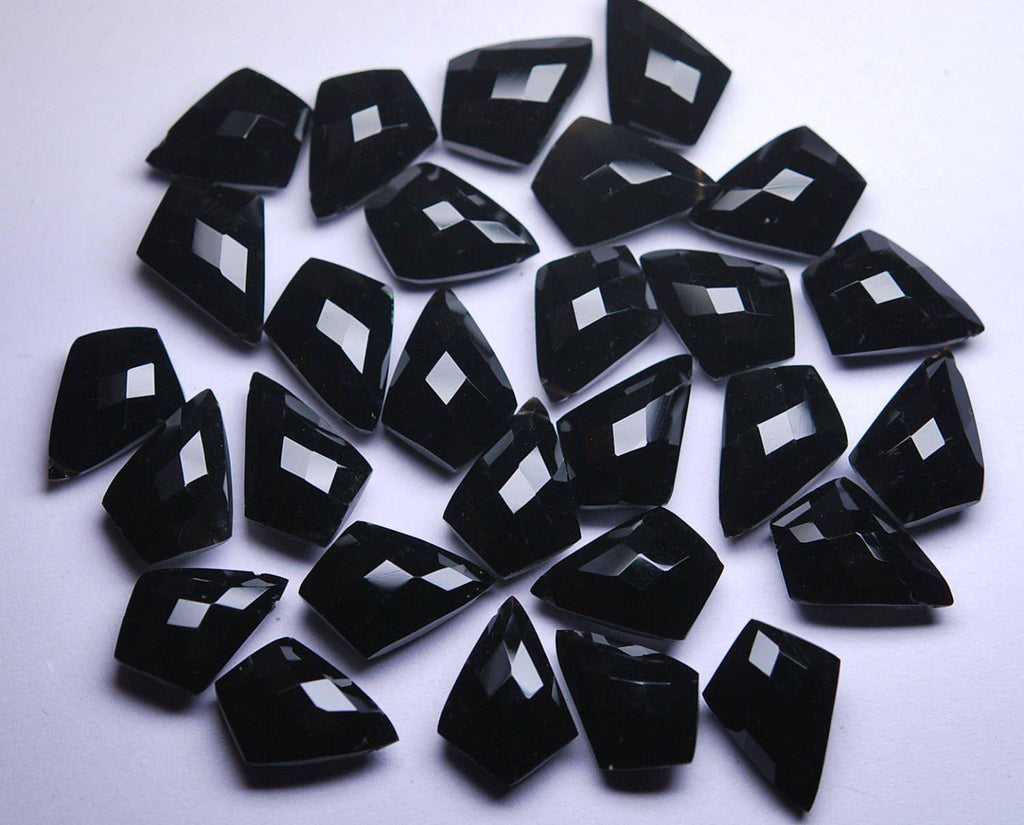 Black Spinel Faceted Kite Shield Briolette Drop Loose Gemstone Beads 5 pair 14x10mm - Jalvi & Co.